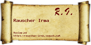 Rauscher Irma névjegykártya